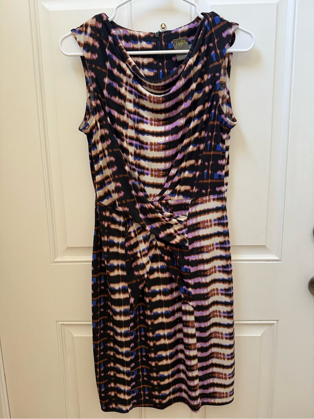Taylor Black, Purple & Brown Striped Dress